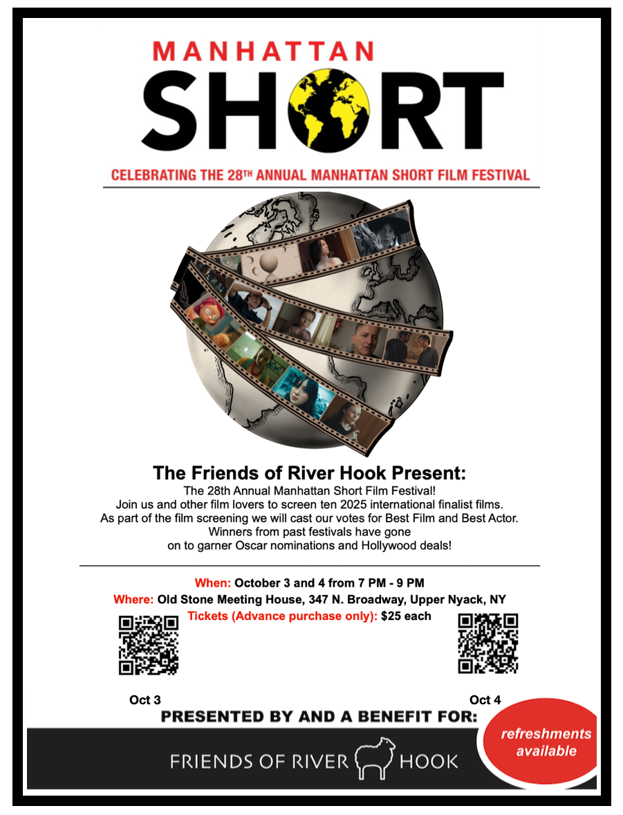 Join us for Manhattan Short Films on Oct 3 and 4 at 7:30 in Upper Nyack